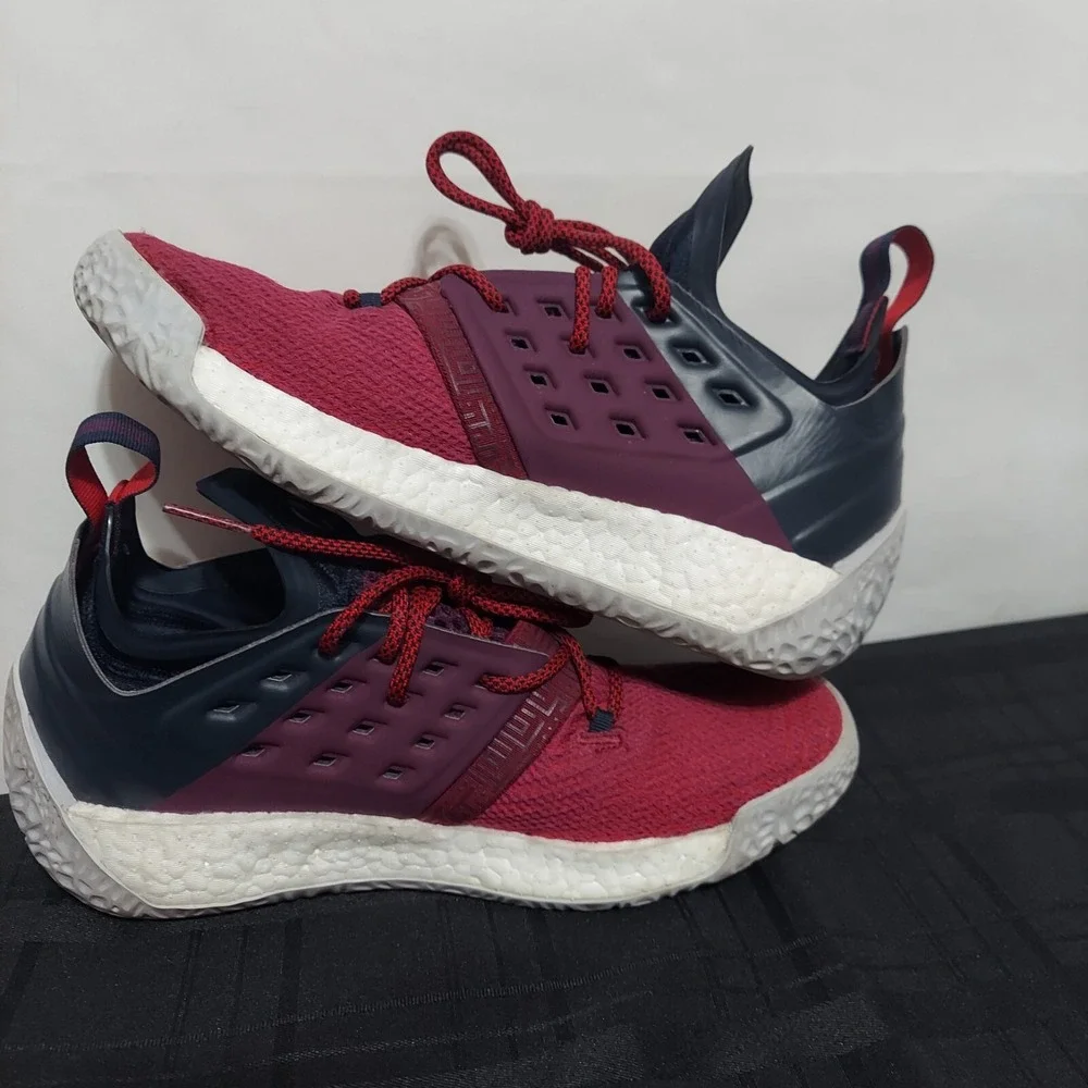 Adidas Harden Vol‎ 2 Maroon Navy Basketball Shoes AH2124 Mens 7.5